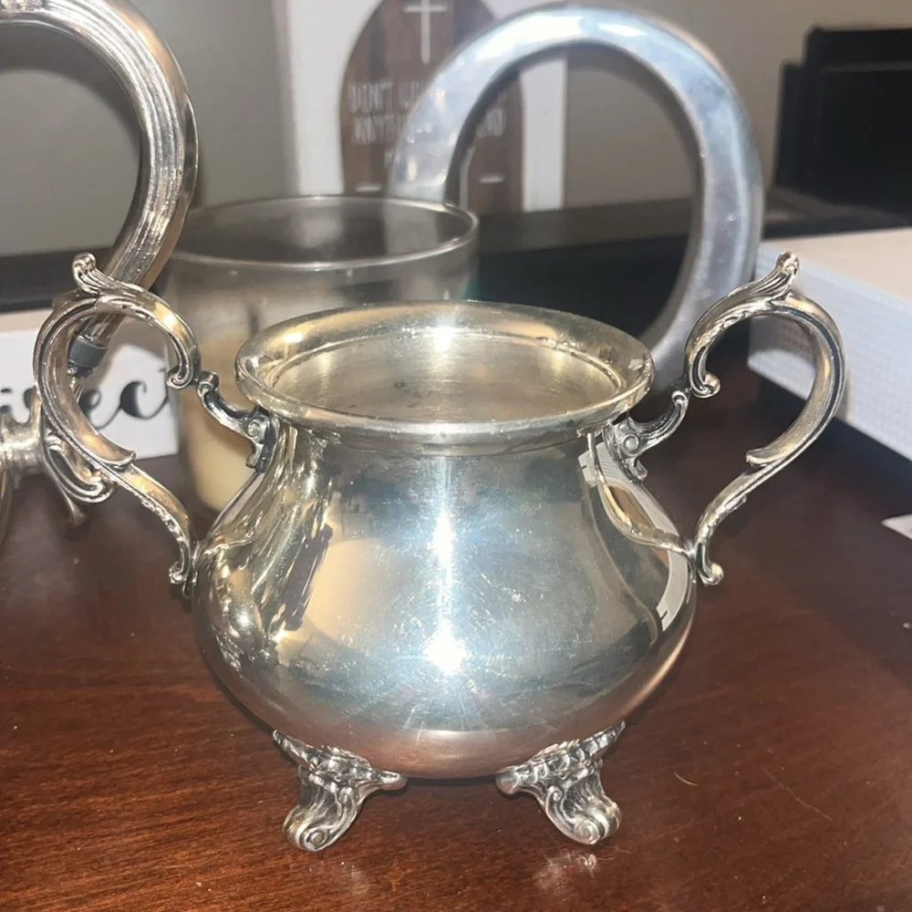 Gorham Vintage Silver 3 Piece Duchess Coffe Set with Cream and Sugar Bowl EUC